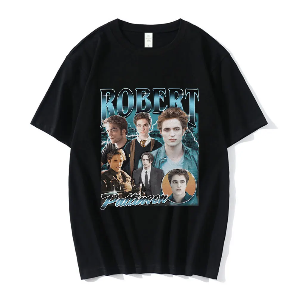 Robert Pattinson Twilight Saga Edward Cullen Graphic Print T-shirt Oversized Pure Cotton Fashion Tops Men Women Streetwear