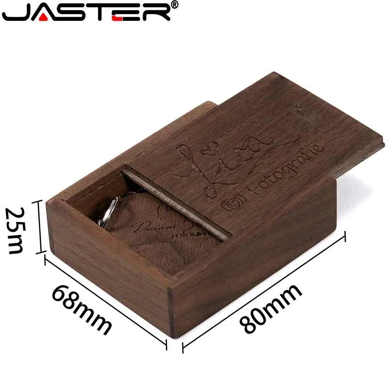 JASTER 10PCS/LOT Wooden Heart USB 2.0 Flash Drives 128GB  Free custom logo key chain Pen drive 64GB 32GB Business gift USB stick