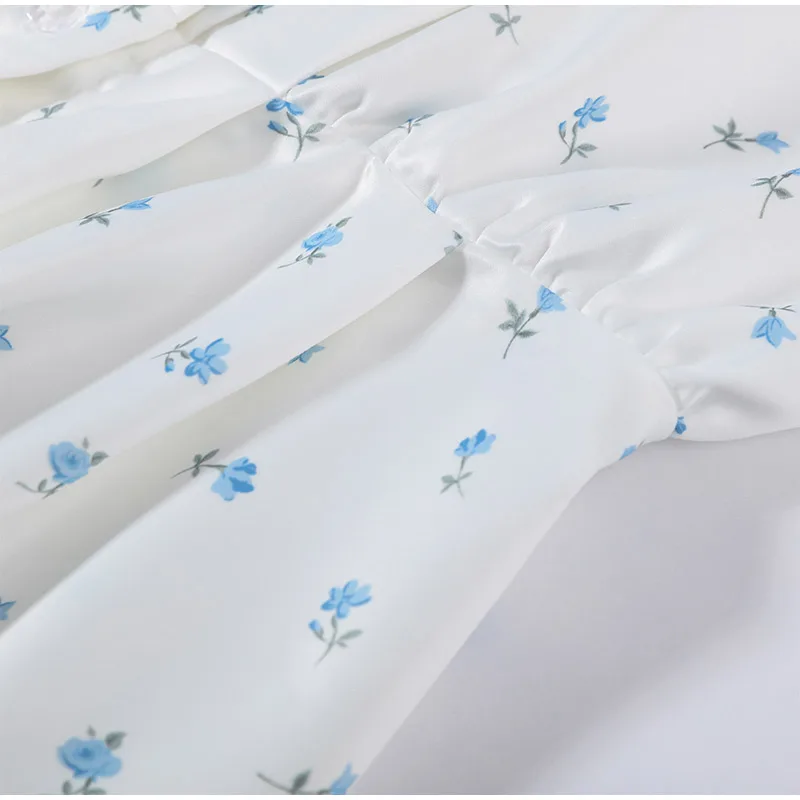 Elegant Printed Women's Dress Long Sleeve V-Neck Lady Mini Dresses With Waist-Tape 2026 Summer Chic Female Vacation Holiday Robe