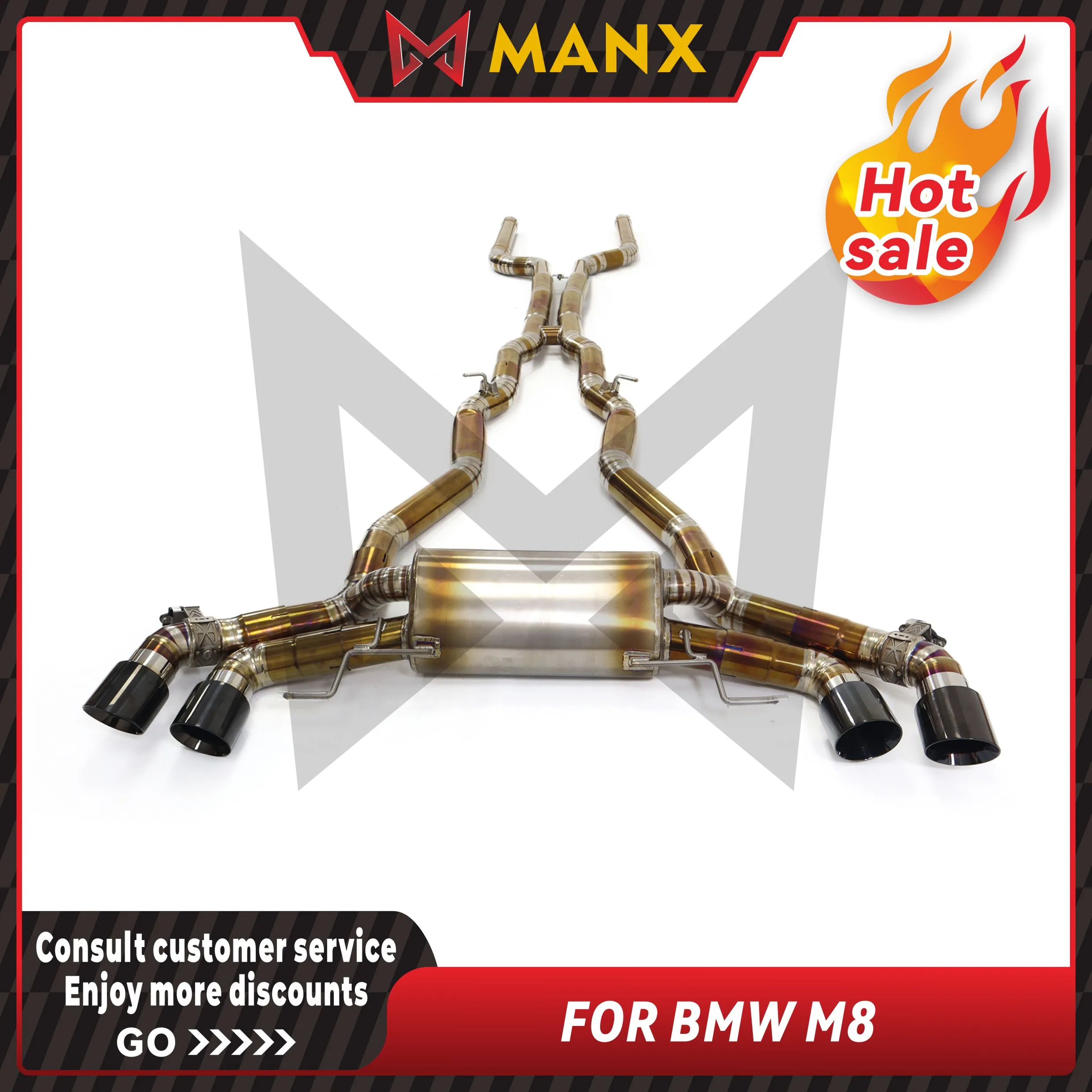 

Titanium alloy golden brown Catback for BMW M8 Performance Exhaust pipe Muffler with remote control valve