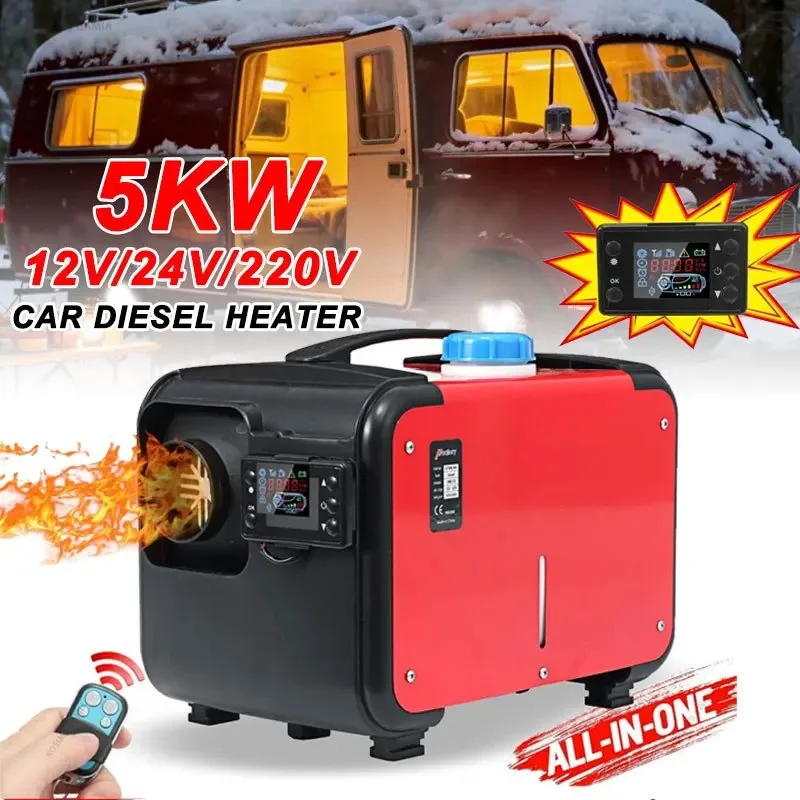 12V/24V/220V Air Parking Heater 5KW Car Diesel Heater LCD Remote Control Engine Preheater Warmer Heater for Car Truck Boat RV view 2