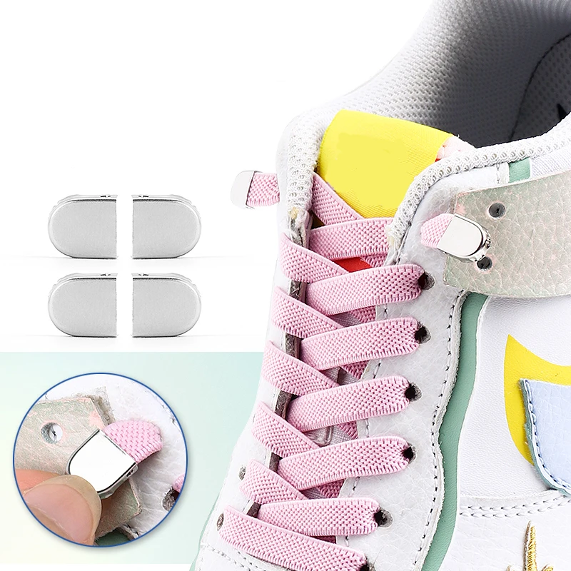 Elastic Shoelaces Sneakers No Tie Shoe Laces Flat 8mm Widening Shoelace Men Women Children Press Buckle Without Tie Shoe Strings