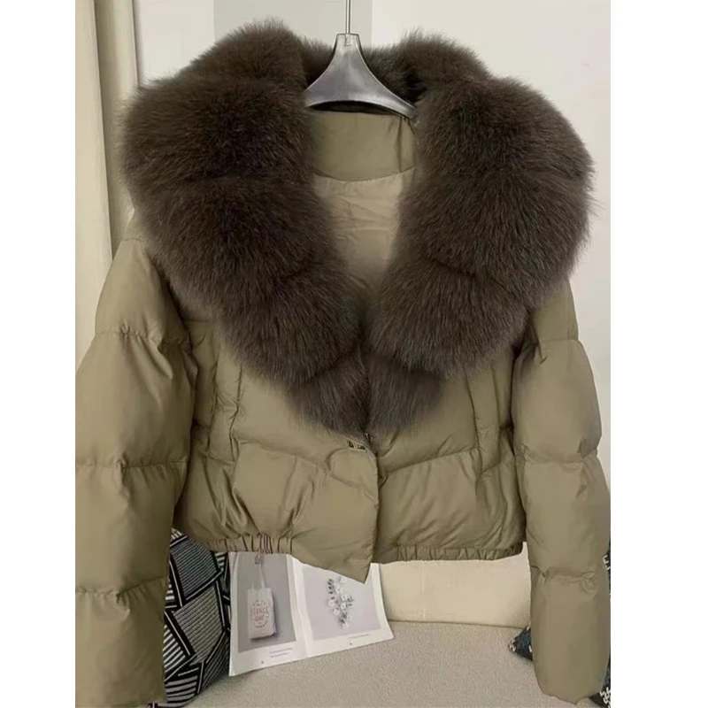 Europese Sle bontkraag dons Jaet dames ort Casual Thiened bovenkleding Koreaanse versie Straight Cut Long Sve