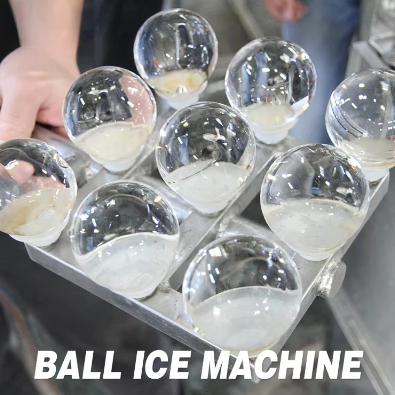 Automatic Clear Round Ice Ball Maker Portable Countertop Ice Cube Machine Energy Saving Adjustable Thickness for Home Kitchen