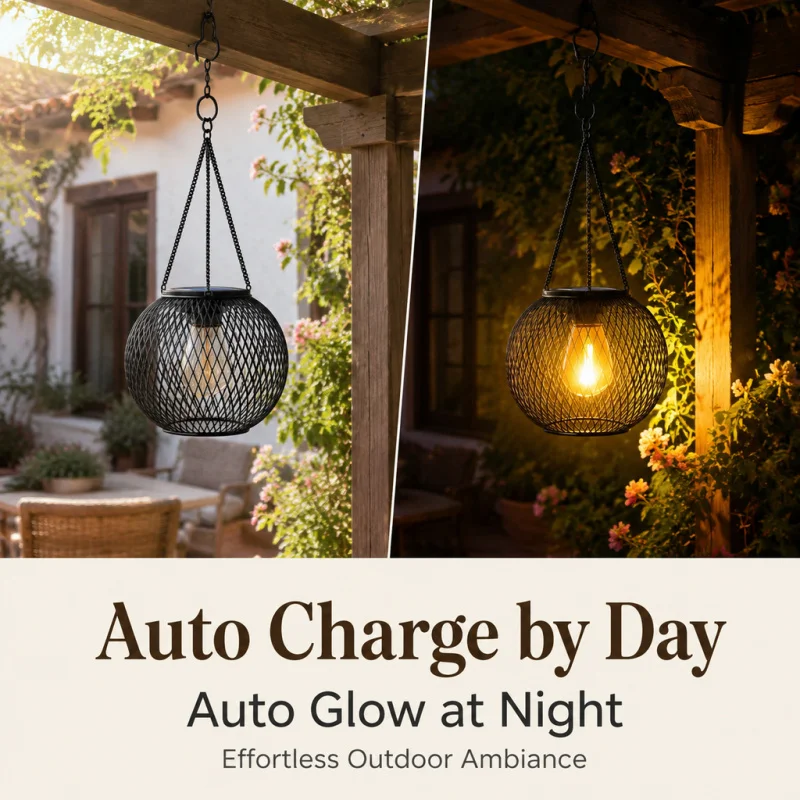 Solar Powered LED Hanging Floor Lamp Outdoor Hollow Outlight Garden Landscape Night Light Outdoor Feng Shui Decorative Light view 3