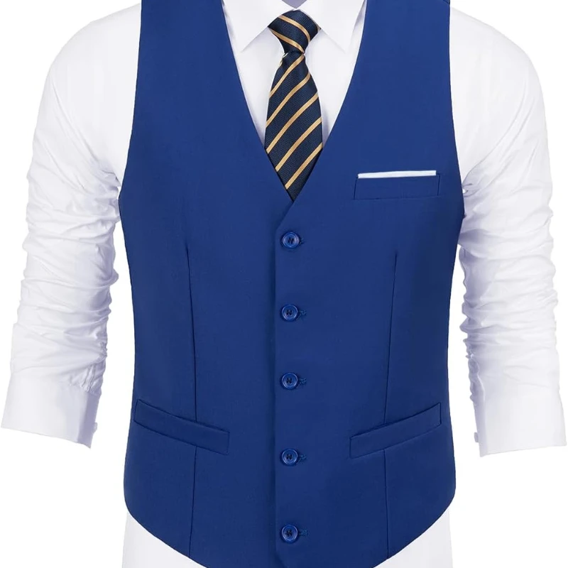 

Mens Suit V-Neck Casual Vest Dress For Men Formal Tuxedo Wedding Vests Men's Waistcoat
