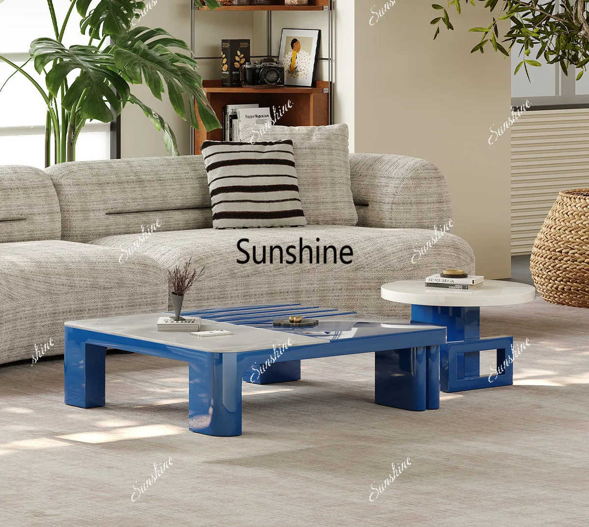

Italian minimalist natural stone luxury stone square living room bedroom coffee table