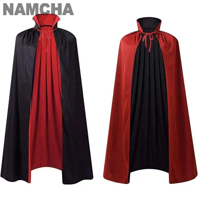 Adulto Halloween strega mantelle Costume rosso nero mantello uomo donna vampiro Cosplay carnevale Performance mantelle 2024