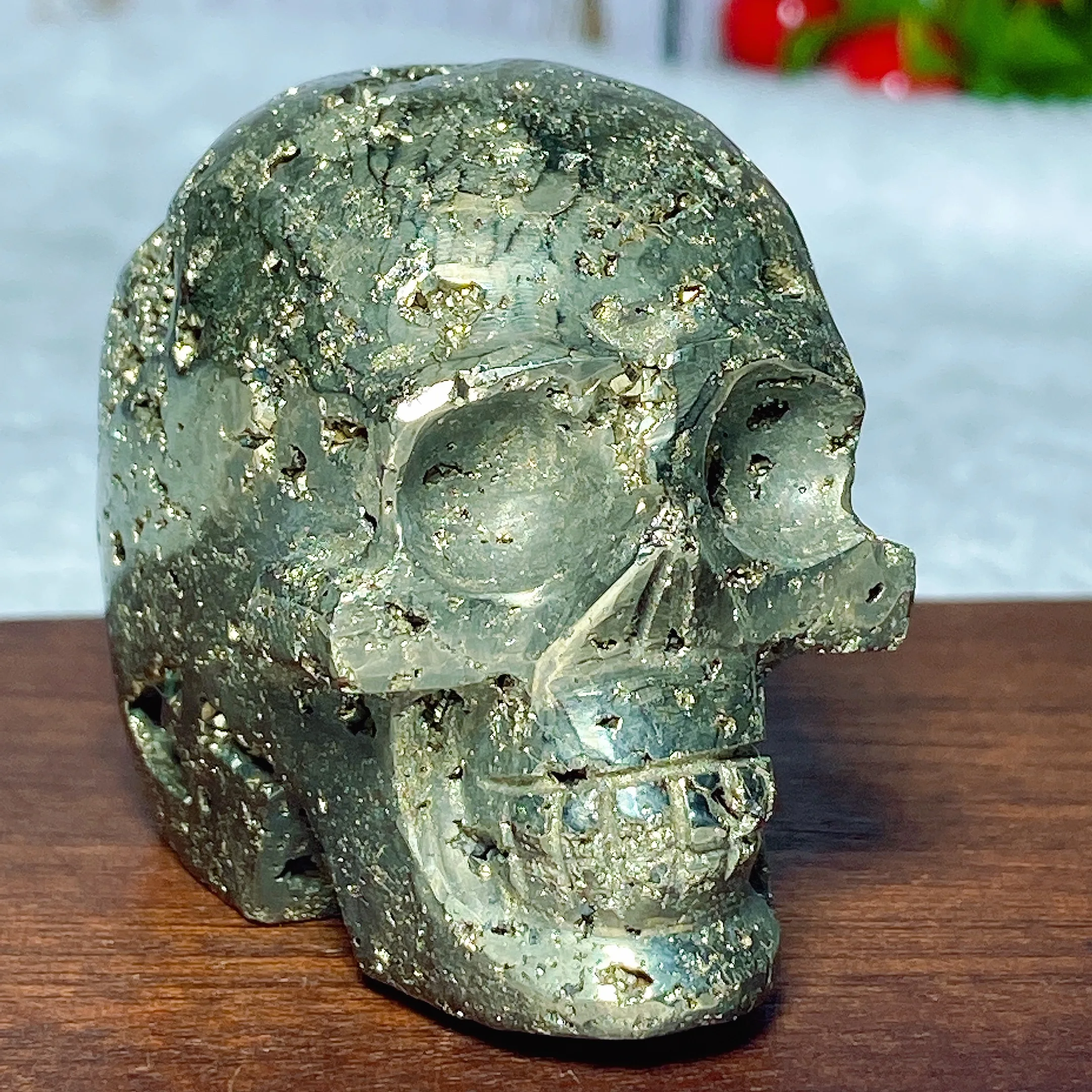 Natural Crystal Pyrite Skull Carving High Quality Healing Mineral Energy Stone Reiki Home Decorations Gift Ore Crafts Desk