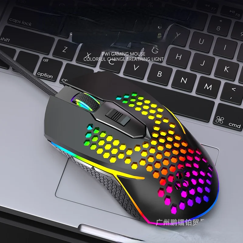 Mouse ottico da gioco S50 Mouse luminoso RGB leggero per ufficio dal design ergonomico con fori