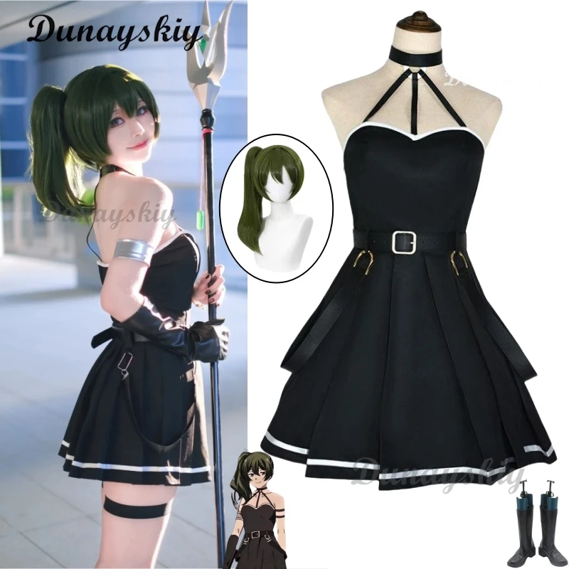 

Frieren: Beyond Journey's End Ubel Cosplay Costume Wig Elf Women Sexy Black Dress Halloween Carnival Party Outfits
