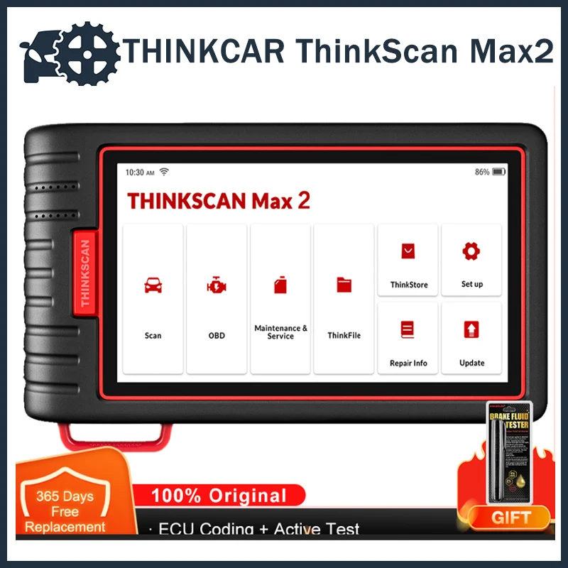 

2024 THINKCAR ThinkScan Max 2 Diagnostic Scan Tool with CAN-FD, FCA AutoAuth, All System Diagnosis & 28+ Resets, IMMO/ABS Bleedi