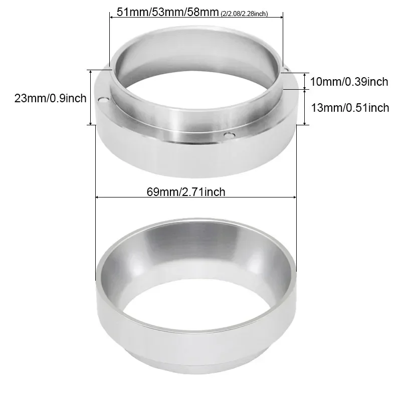 Espresso Accessoires 58 MM/53 MM/51 MM Sabotage voor Koffie Koffie Vloer Mand Brouwen Filter Aluminium Doseerring Barista Coffeeware