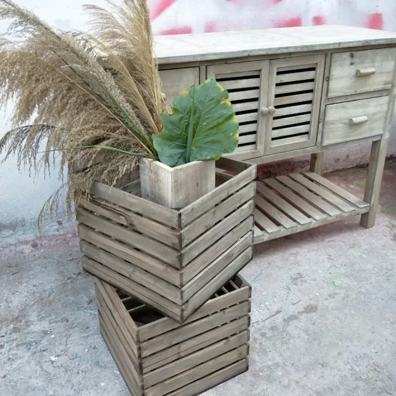 Zakka American Country Garden Flower Shop Fruit Shop Decorative Restaurant Beer Case Multifunctional Versatile Solid Wood Storag