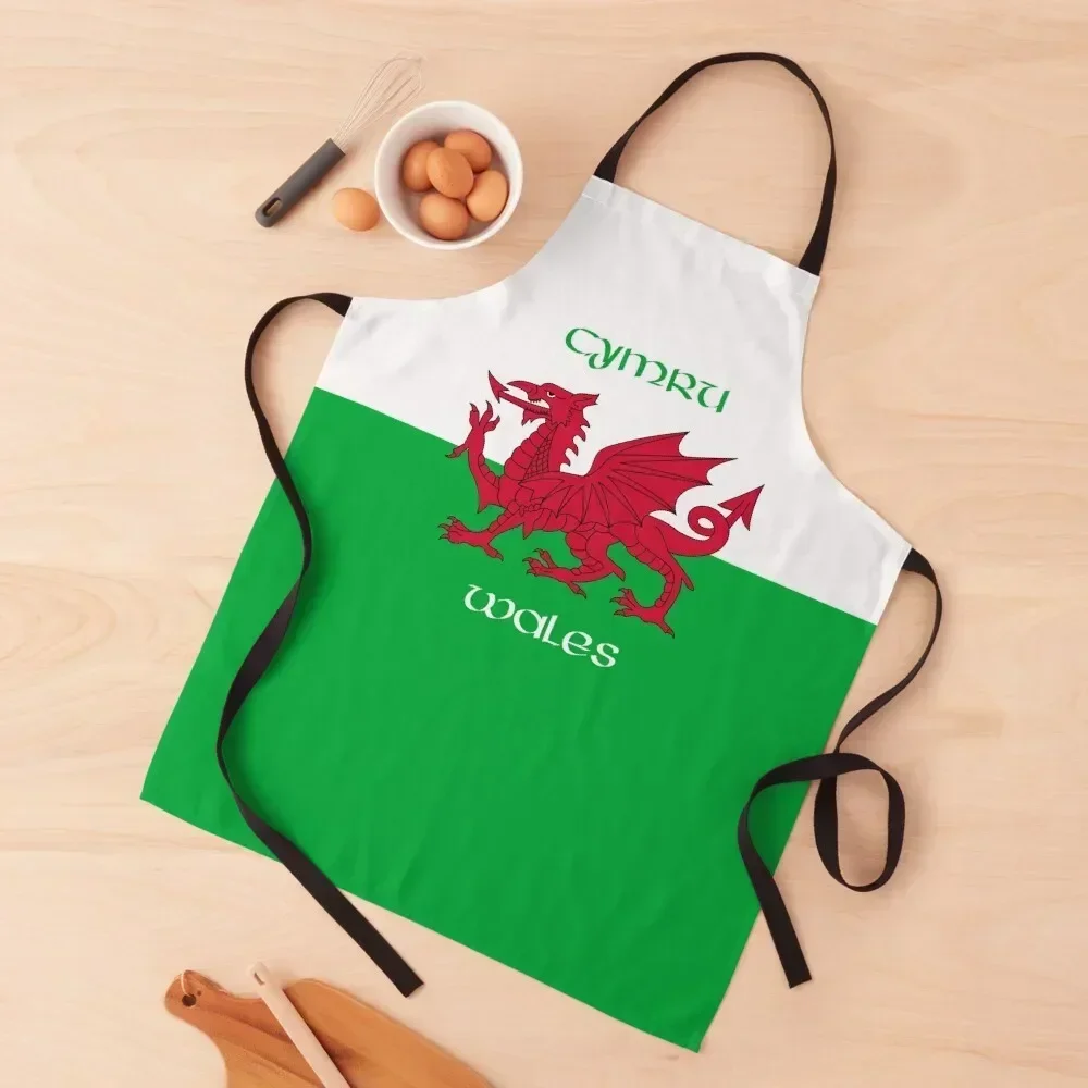 

Cymru / Wales - The Welsh Dragon Flag Apron Bib For Kitchen Customizable Woman For Cosmetologist Kitchen For Man Apron