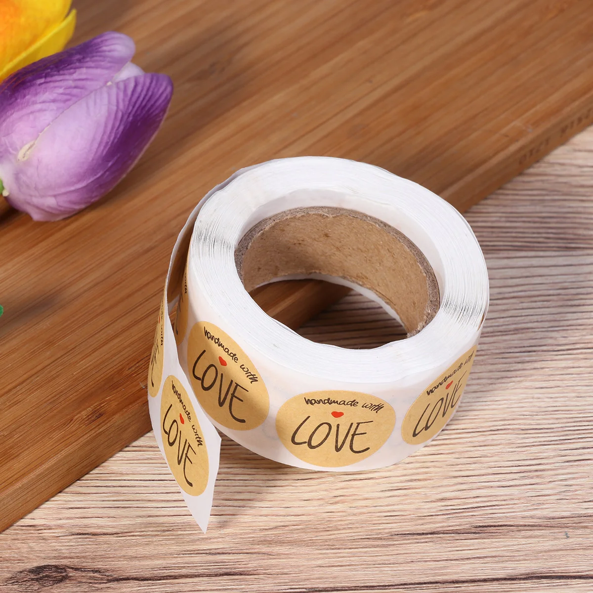 

1pcs Kraft Paper Stickers Roll Self-Adhesive Labels Strong Adhesiveness Sealing Decals For Candy Bag