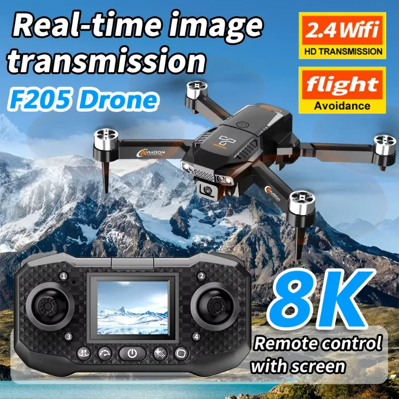 

F205 Drone Professional 4K HD Dual Camera With Screen Remote Control Brushless Motor Foldable Quadcopter RC Plane Children Toy