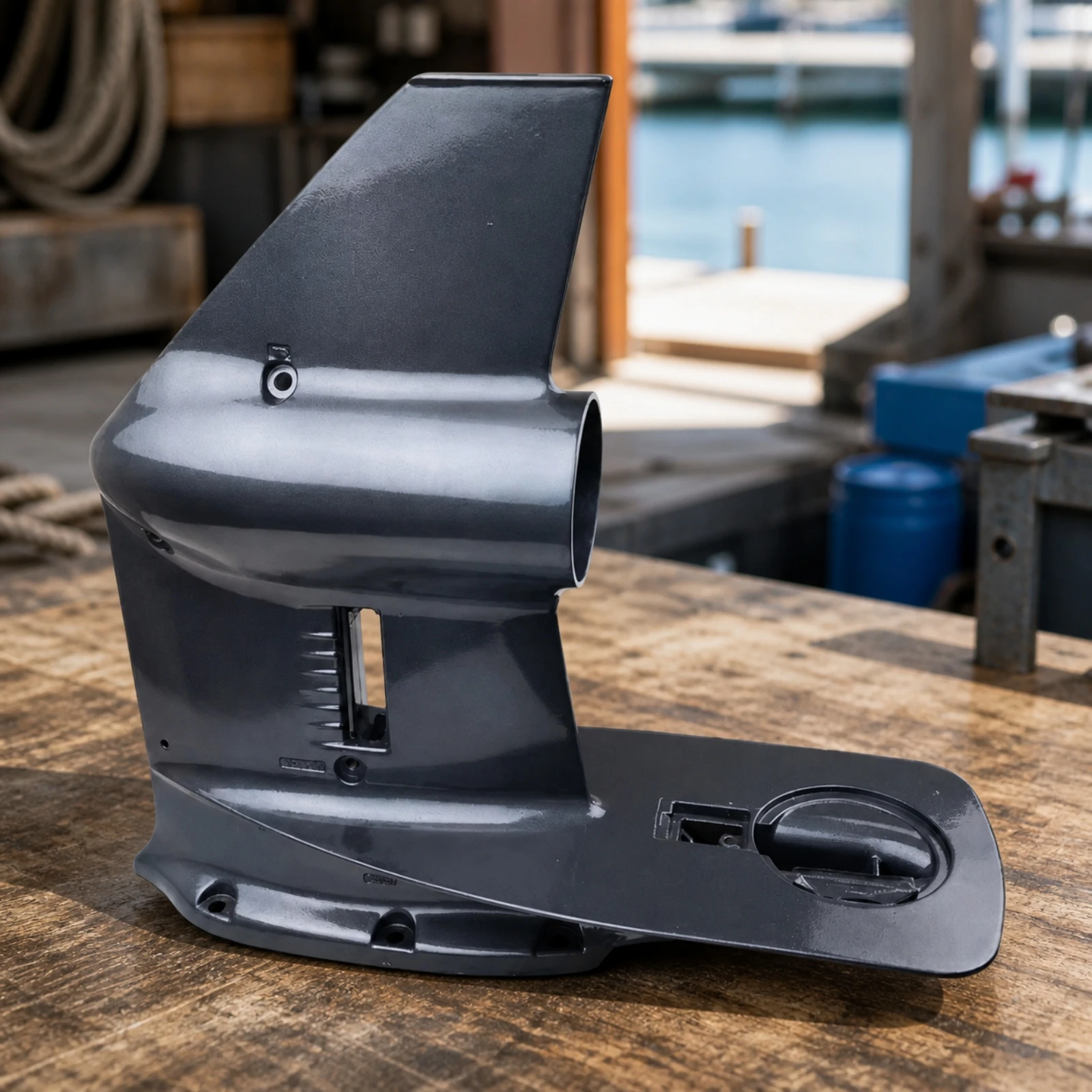 40 HP Outboard Lower Gearcase Housing Replacement for Yamaha 40J Black Glossy Molded Lower Unit Shell with Integrated Skeg