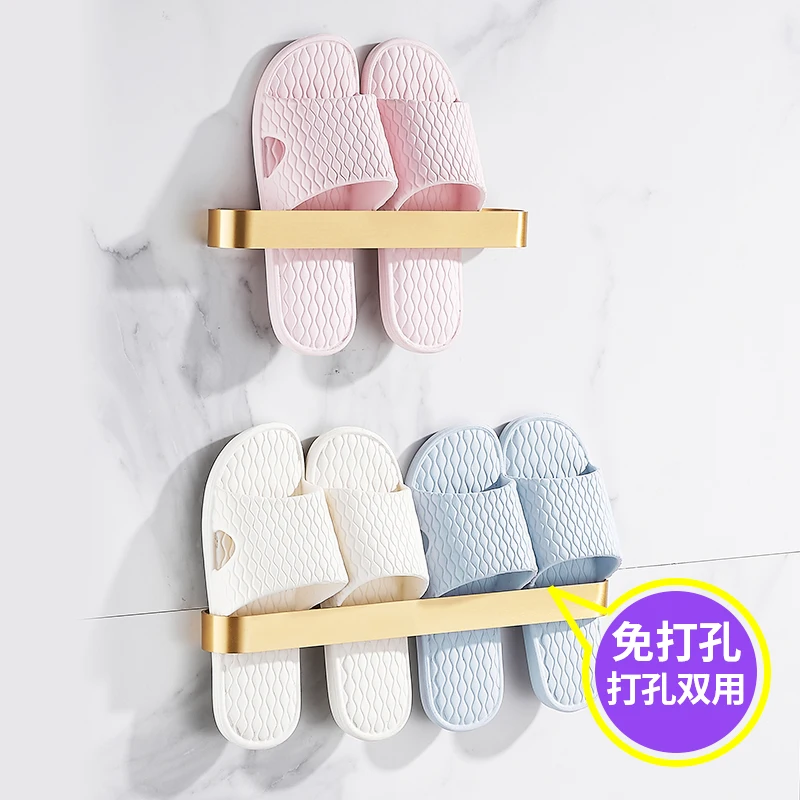 

Punch-free bathroom slipper rack wall-mounted shoe rack bathroom rack toilet storage rack