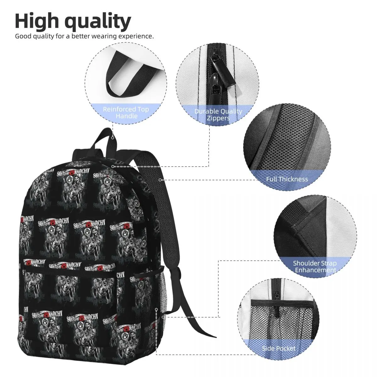 The Death Reaper Sons Of Anarchy Backpack Boys Girls BookBag Children School Bag Computer Shoulder Bags for Men Women