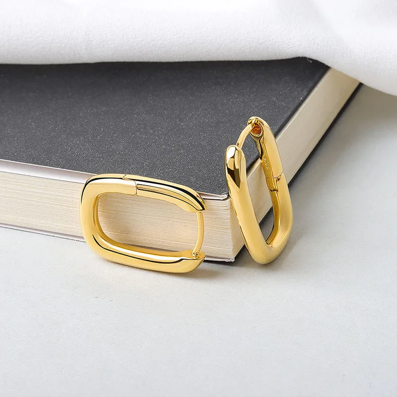Ellipse Simple Style Big Hoop Earrings Smooth Golden/White Color Geometric Charming Earring Piercing Accessories For Women Gifts