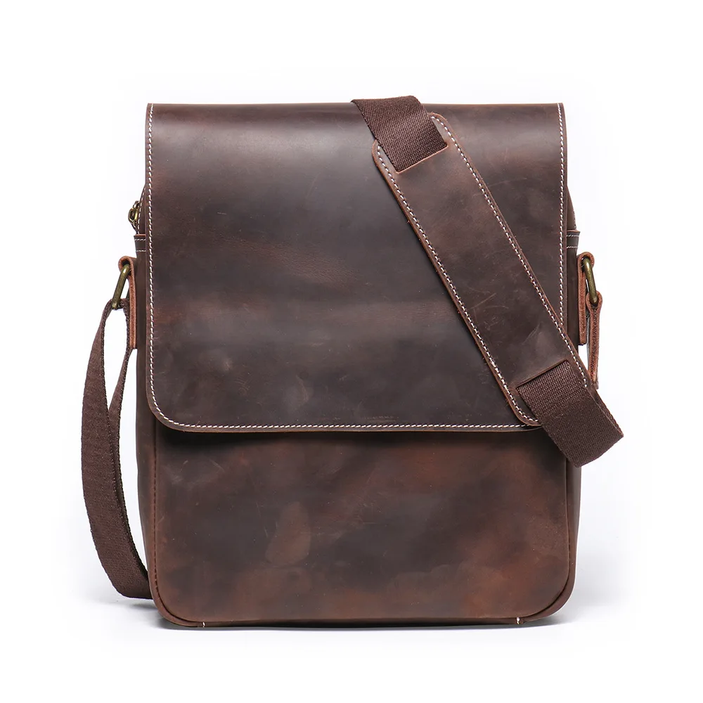 Nesitu Highend Vintage Brown Top Grain Genuine Leather Small Shoulder Women Men Messenger Bags for Phone Purse New M30023