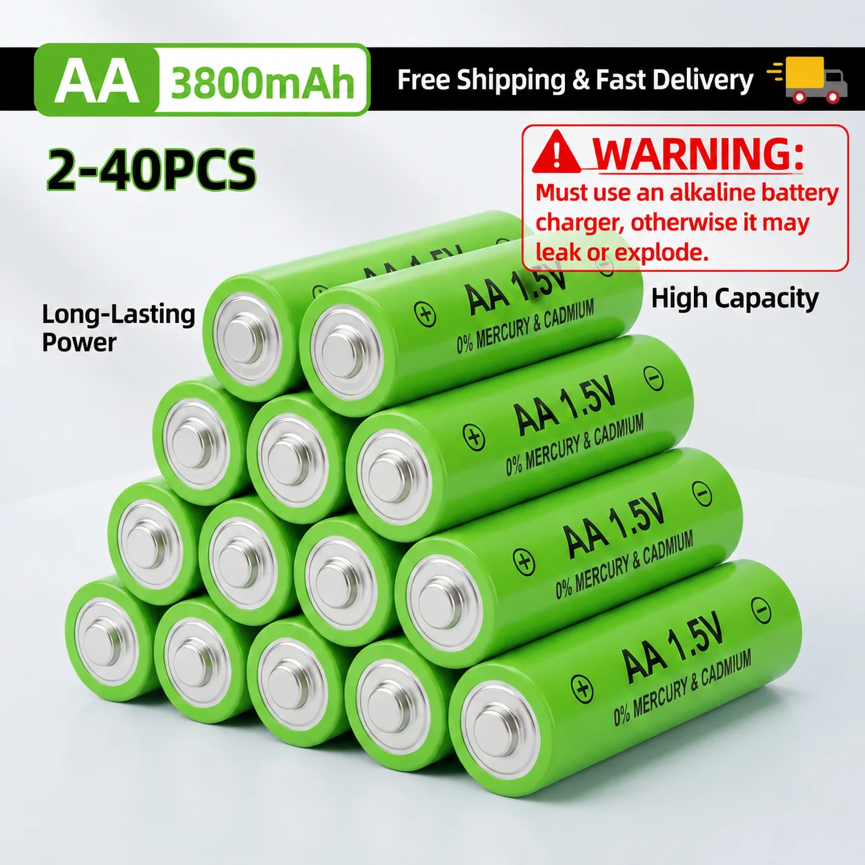 2-40pcs 1.5V AA Rechargeable Battery 3800mAh Alkaline Batteries for LED Flashlight Toys Remote Control Replace  Batery
