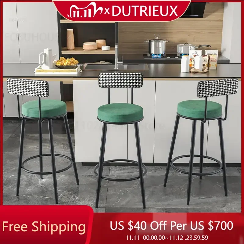 

Luxury Light Bar Chairs Iron Home Bar Stools For Kitchen Furniture Front Desk High Bar Chair Chaises Salle Manger Furniture