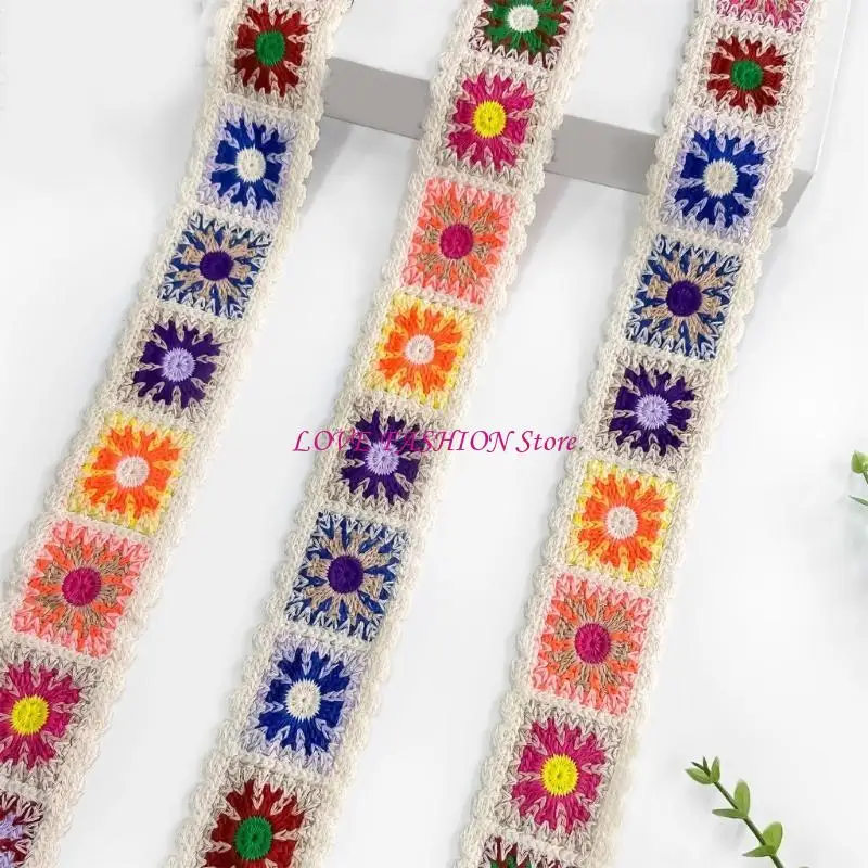 

Crochet Pattern Trim Colorful Embroidered Edging Decorative Edging for Clothes Y166