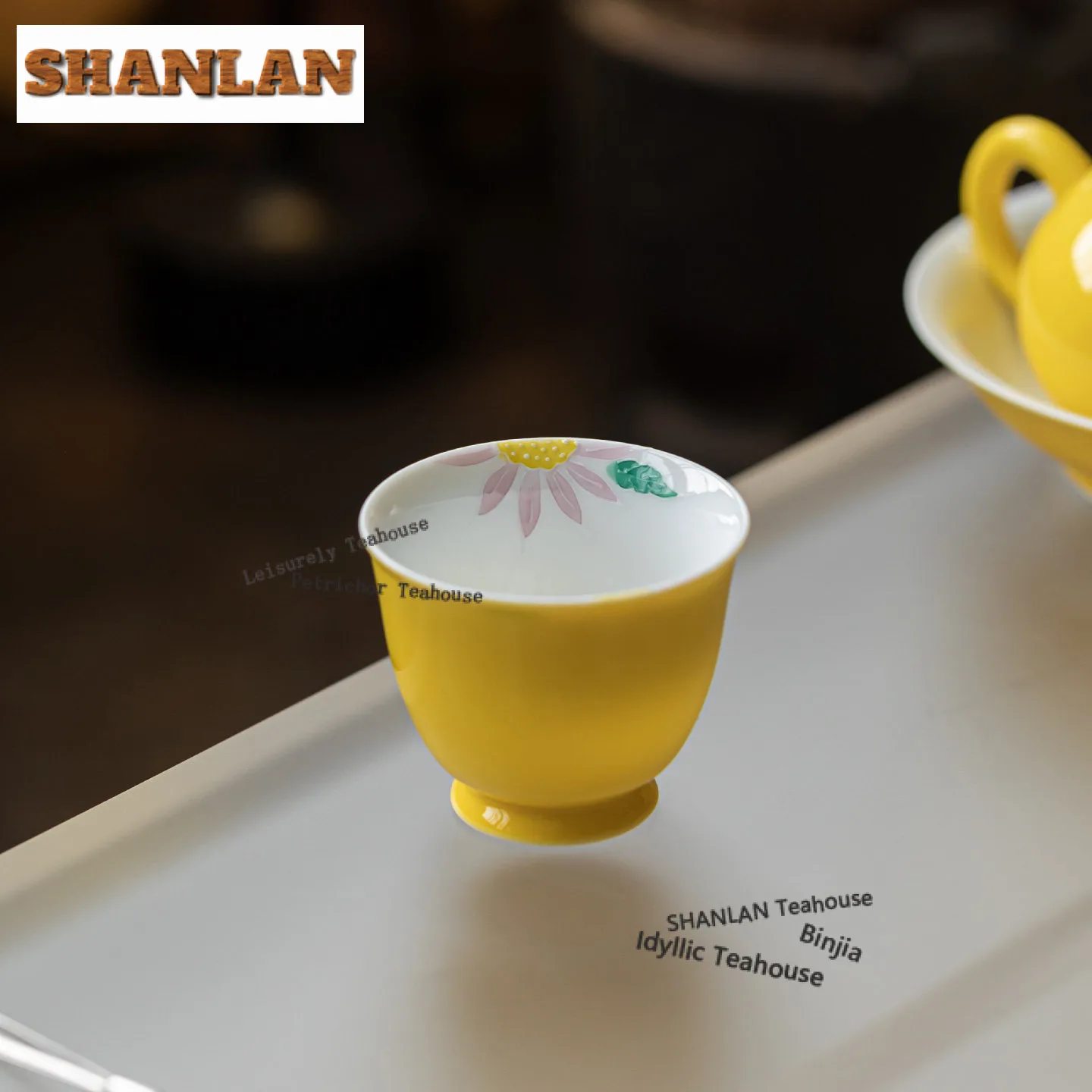 80ml Stack Painting Sunflower Teacup Retro Tea Bowl Mug Tea-tasting Meditation Cup Chazhan Master Cups Household Drinkware Gifts