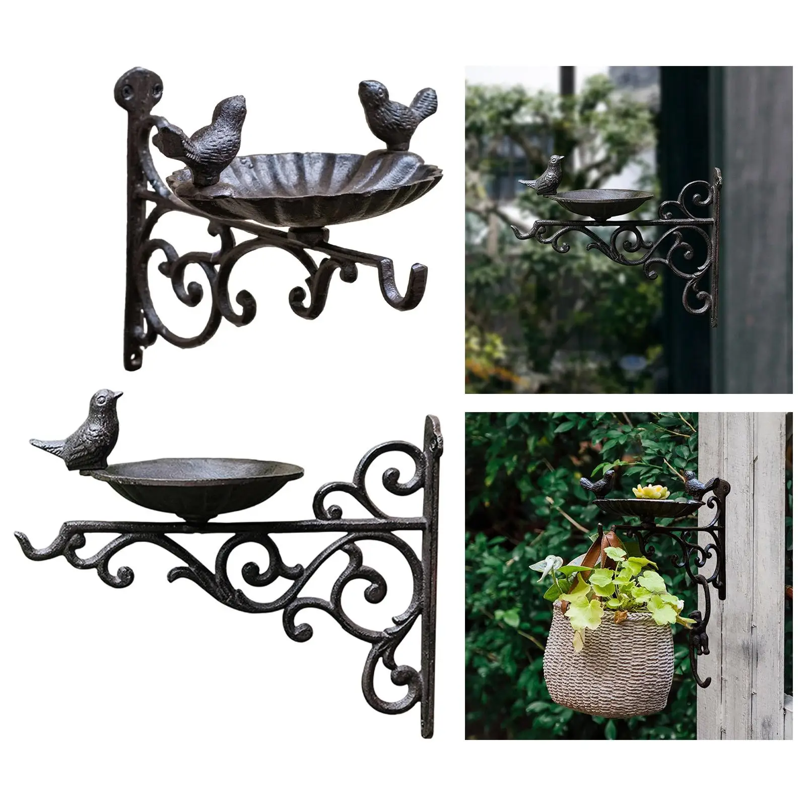 

Bird Feeder Metal with Hanging Bracket Bird Bath Tray for Indoor Outdoor Garden Wall