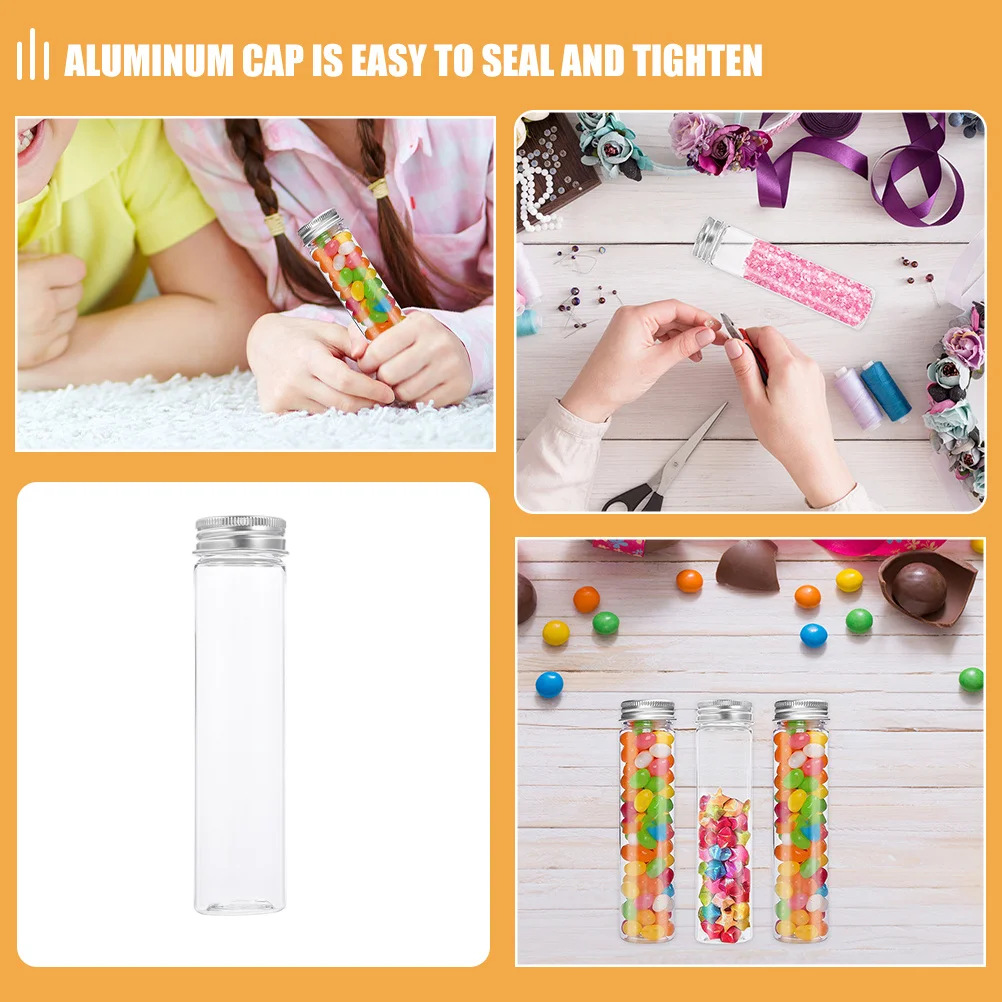 

20 Pcs Flat Bottom Test Tube Clear with Caps Small Tubes Storage Shrink Science The Pet Empty Sample Containers Mini