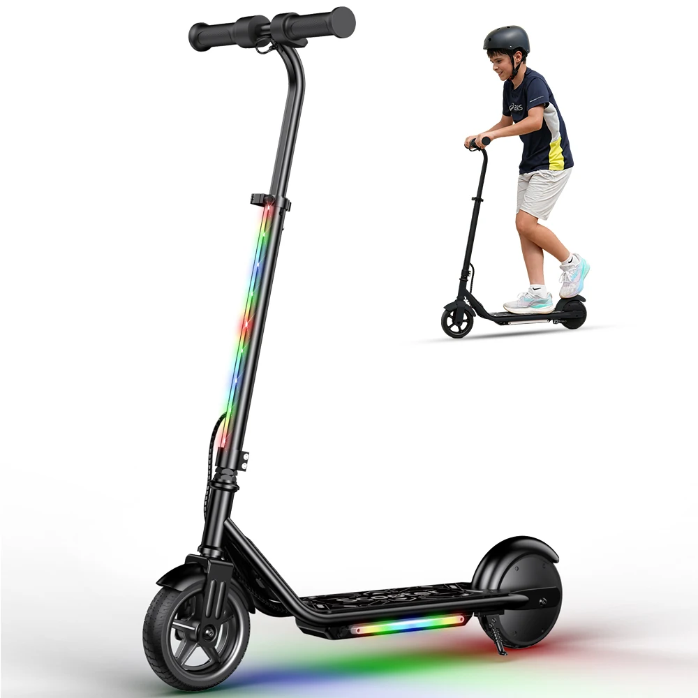 K2Pro Elektrische Scooter voor Kinderen van 6-12 jaar, 150W E-Scooter Rijd Speelgoed, 6,5 inch Kinder E-scooter, 3 Snelheden, LED Verlichting, Verstelbaar