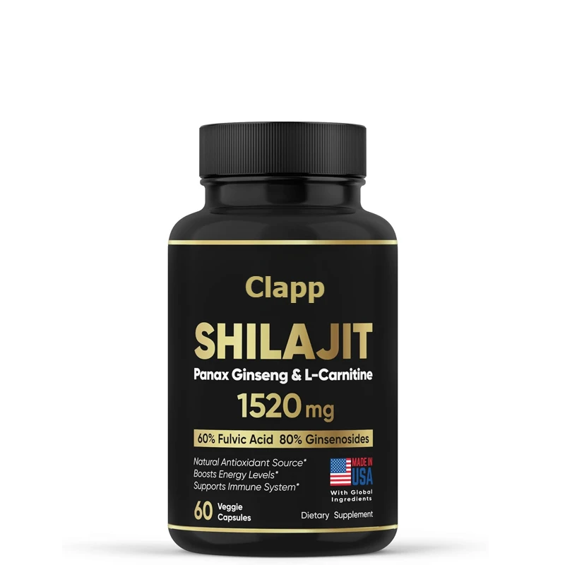 Pure Himalayan Shilajit Supplement 60% Fulvic Acid Made in the United States 85 Trace Minerals, Contains Ginseng and L-Carnitine