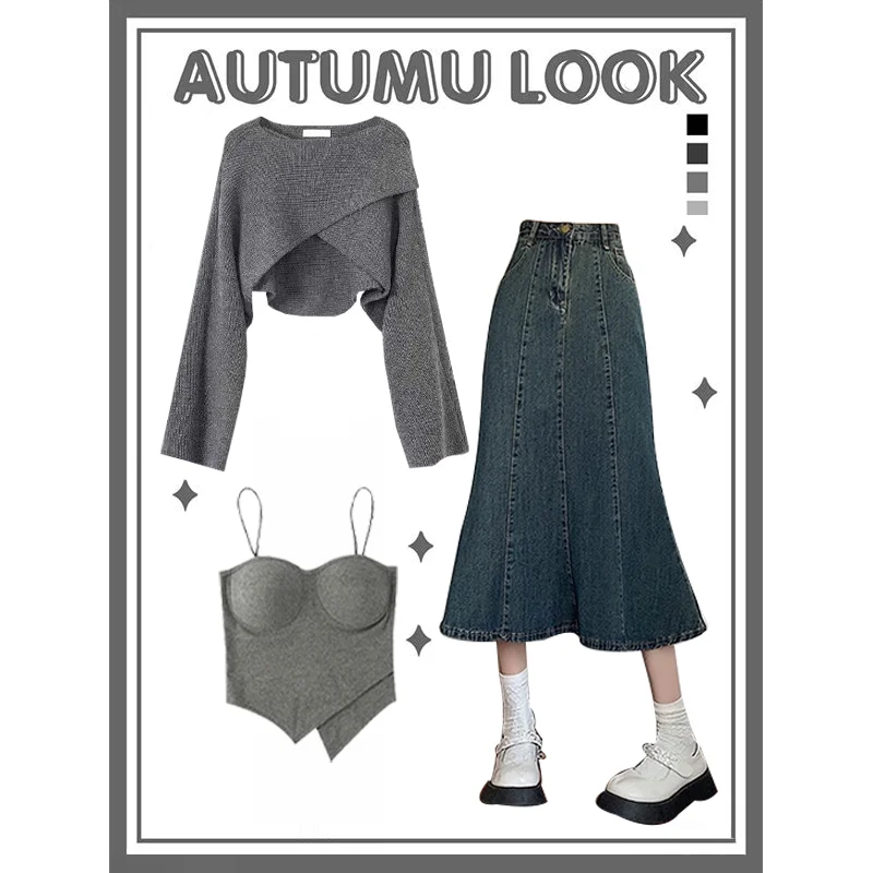 

Весенний модный комплект футболок с пикантной девушкой, женская одежда, дизайнерский свитер с ремешком, юбка Sli Ensemble