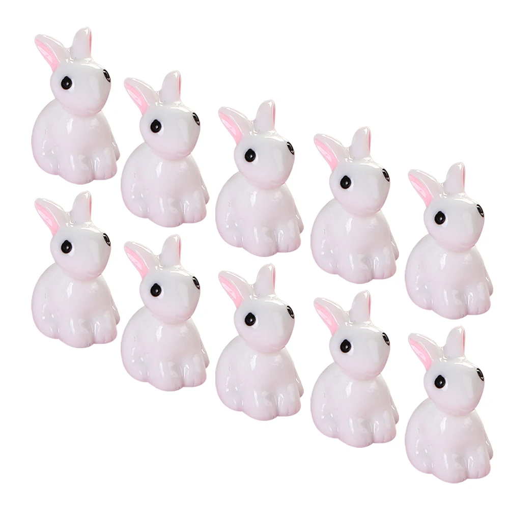 

12 Pcs Decorate Simulated Little White Rabbit Ornaments Decorations Dollhouse Animal Figures Resin Miniature Figurine