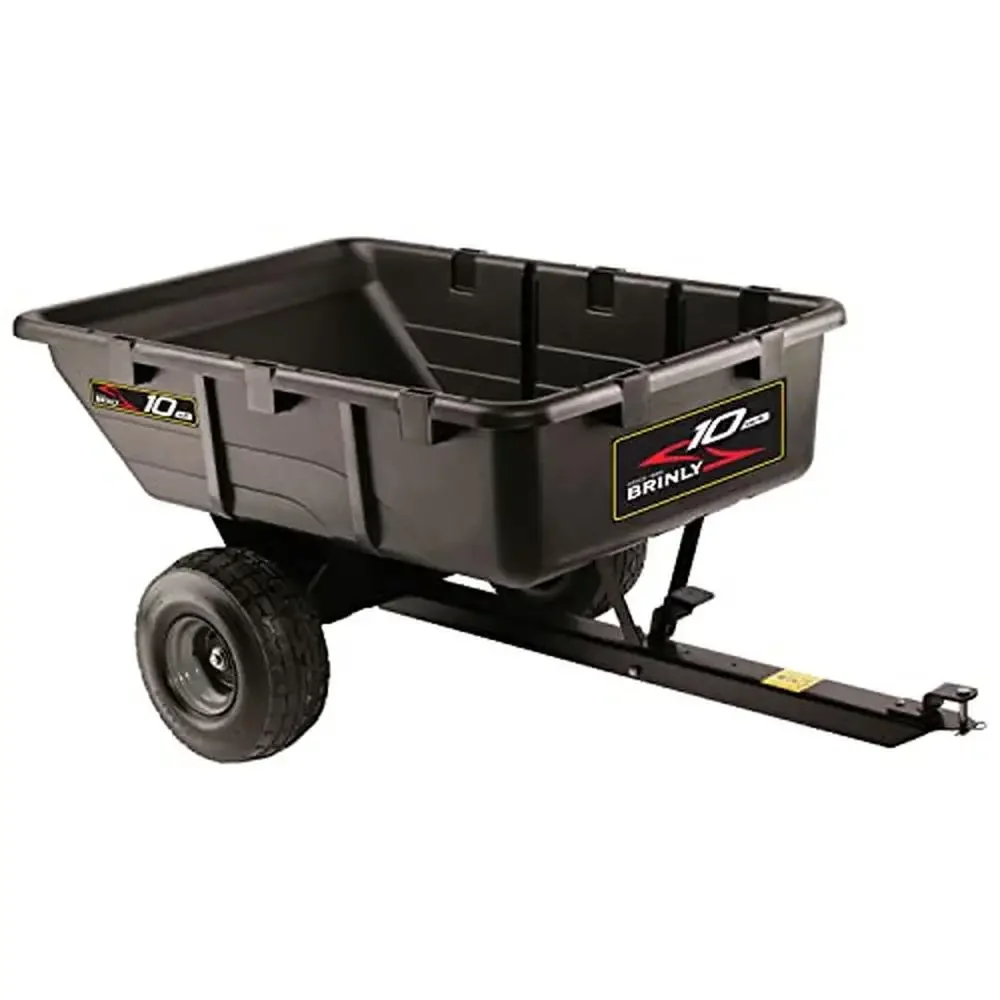 

Heavy Duty 10 cu.ft. Tow-Behind Poly Utility Cart Dump Trailer 650lb Capacity Zerk Rust-Proof Bed Compression Molded 56° Dump