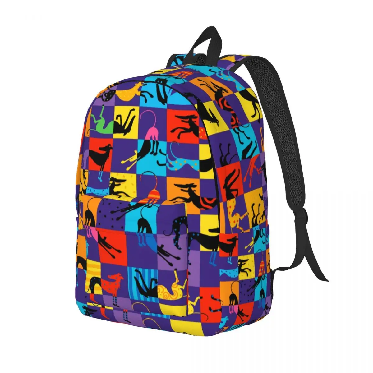 Custom Pop Hounds Lurcher Canvas Backpack Greyhound Whippet Sighthound Dog School College Travel Bag Bookbag Fits 15 Inch Laptop
