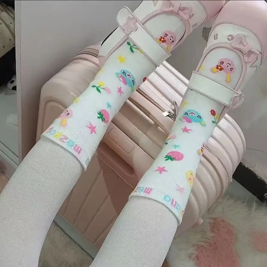 Cotton Boneless Socks Summer New Cutecore Kawaii Thin Socks Japanese Cartoon Mp Strawberry All Match Lolita Y2k White Socks