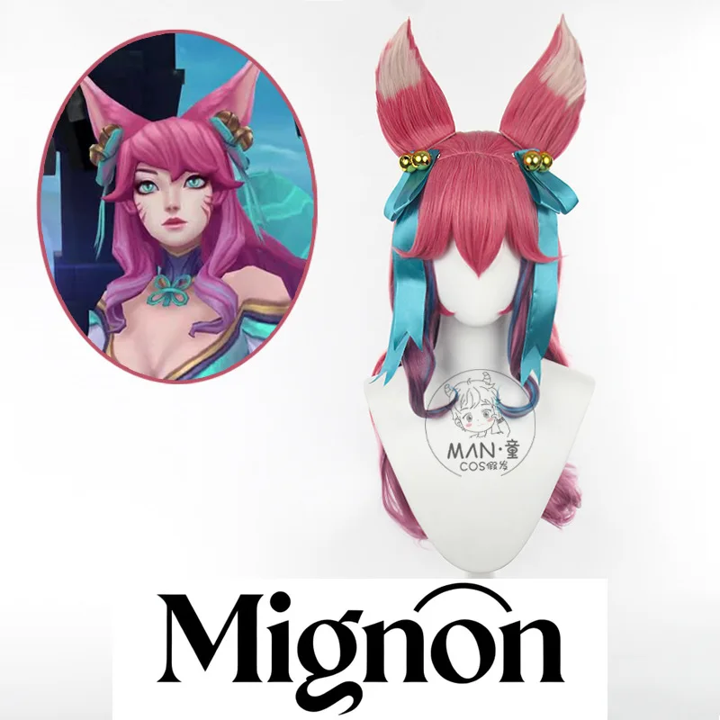 Mignon Ahri cosplay wig model color spirit blossom long curly hair Halloween gift