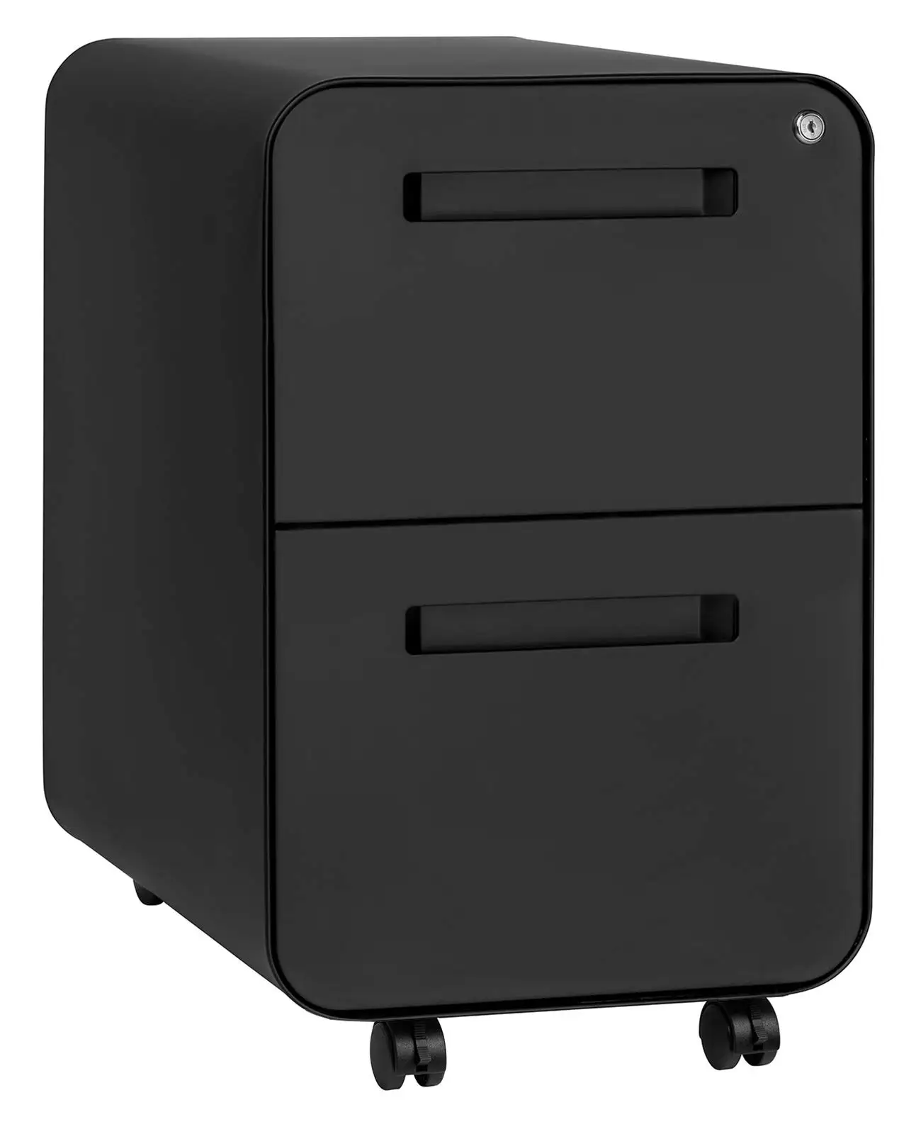 Stockpile 2 Drawer Mobile File Cabinet with Lock - Under Desk Metal Filing Cabinet, Legal/Letter File Folders, Wheels