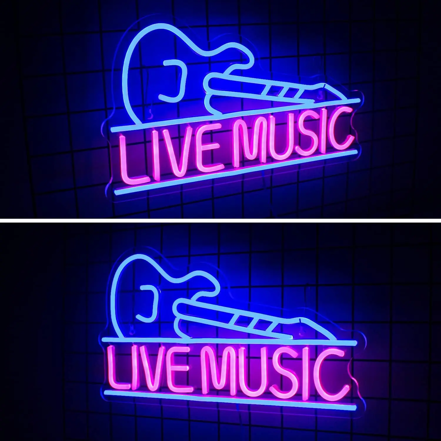 JENeon-Live Music Signs Lights for Wall Decor, Light Up Sign with USB 62, Music Party, Bar, Club, Home Decor