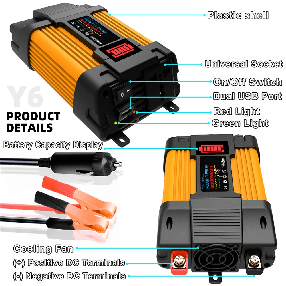 Solar system power 6000W inverter 2*200W solar panels 30A controller car camping RV photovoltaic kit solar energy systems