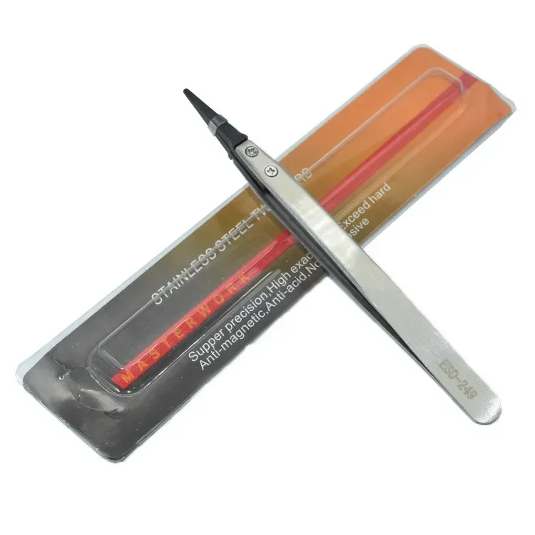 1-5 Stück Uhrzeiger-Montagepinzetten mit geradem und gebogenem Griff, antistatische Edelstahl-Kunststoffpinzetten ESD-259 ESD-259A ESD-7A – Detail 7