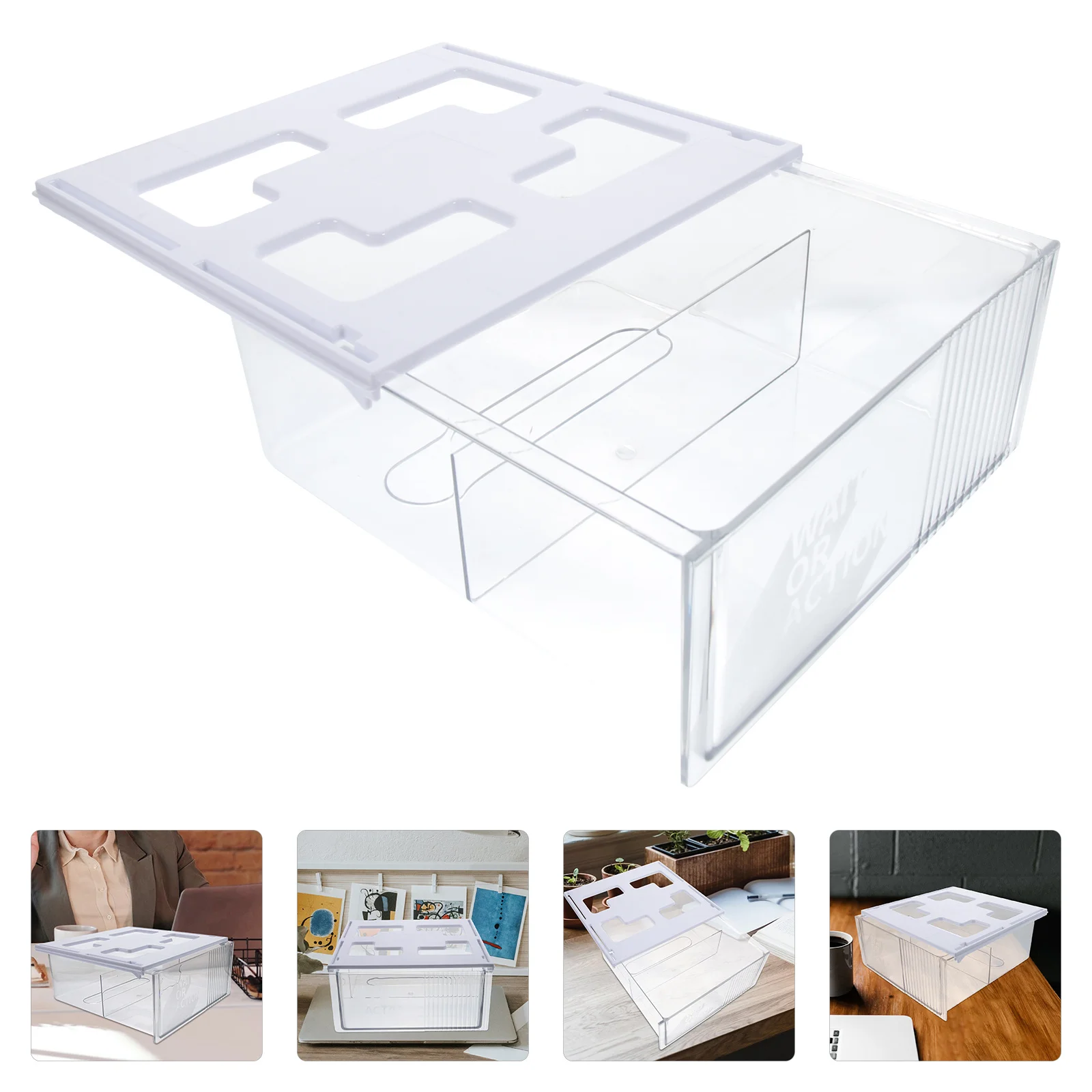 

Invisible Under Desk Storage Drawer Organizer Self-Adhesive Hidden Desktop Storage Box Office Organization Under Table Tray