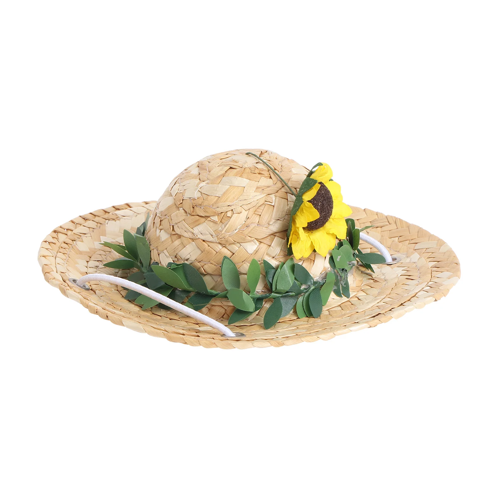

1Pcs Cat Straw Hat Creative Sunflower Decor Simple Structure Easy to Wear Off Stylish Accessory Pet Hat Pet Dress Up Prop