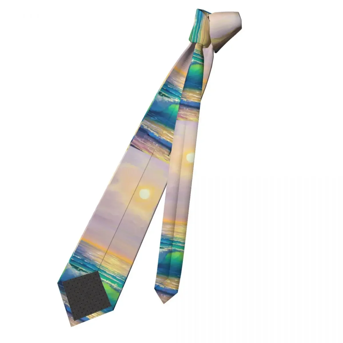 Morning On Sea Wave Necktie Men Women Polyester 8 cm Oil painting Beach Neck Ties for Men Silk Narrow Daily Wear Gravatas Gift