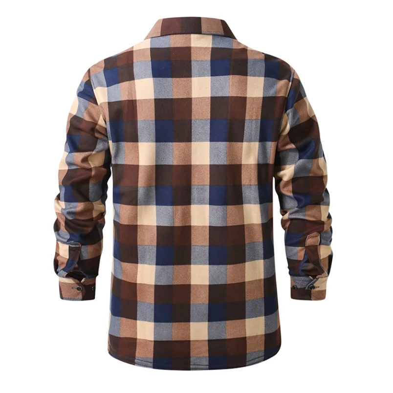 Vintage Clothes Plaid Men Luxury Shirt 2026 Autumn Winter Long Sleeve Warm Thickened Fleece Office Wear Man Cardigan Work Shirts