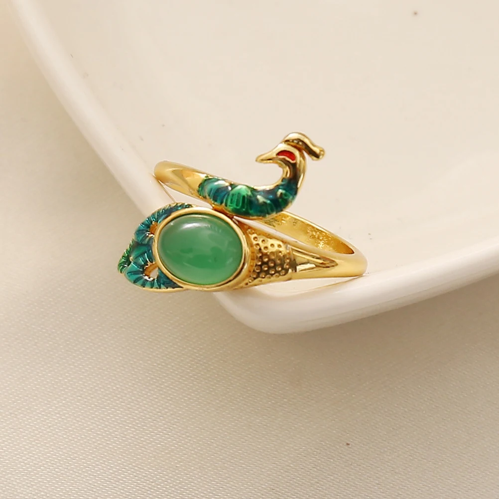 

4pcs Gemstone Rings for Women Adjustable Finger Yarn Guide Metal Sewing Tool Knitting Crochet Miss Loop Small Thimble