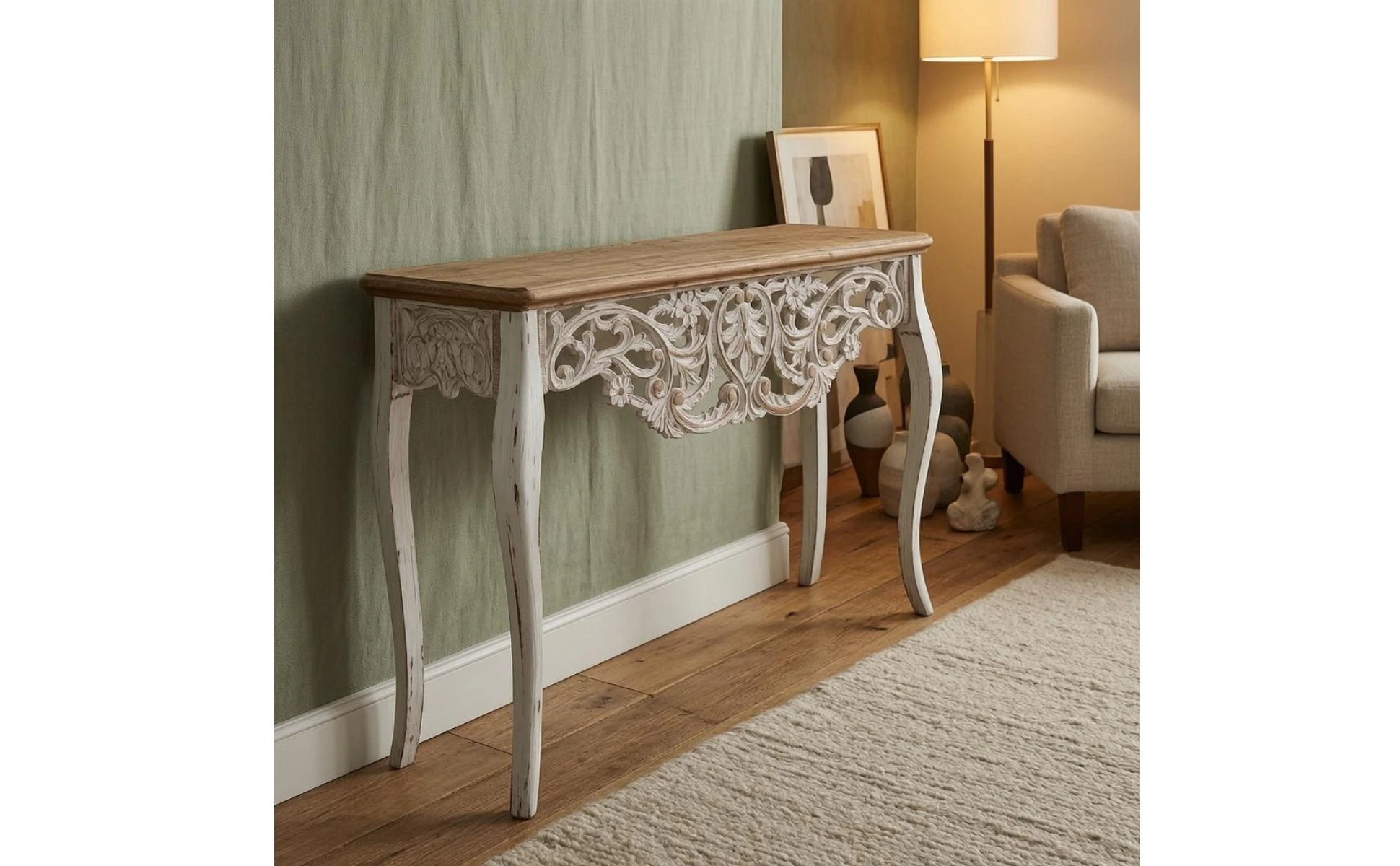 French Vintage Console Table Rectangular Solid Wood Top Wood Console Table Furniture Piece Cabriole Legs for Entryway French Vintage Console Table Rectangular Solid Wood Top Wood Console Table Furniture Piece Cabriole Legs for Entryway